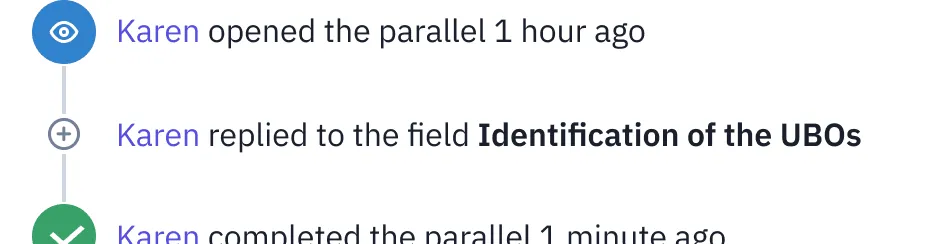 Imagen del registro de actividad en Parallel