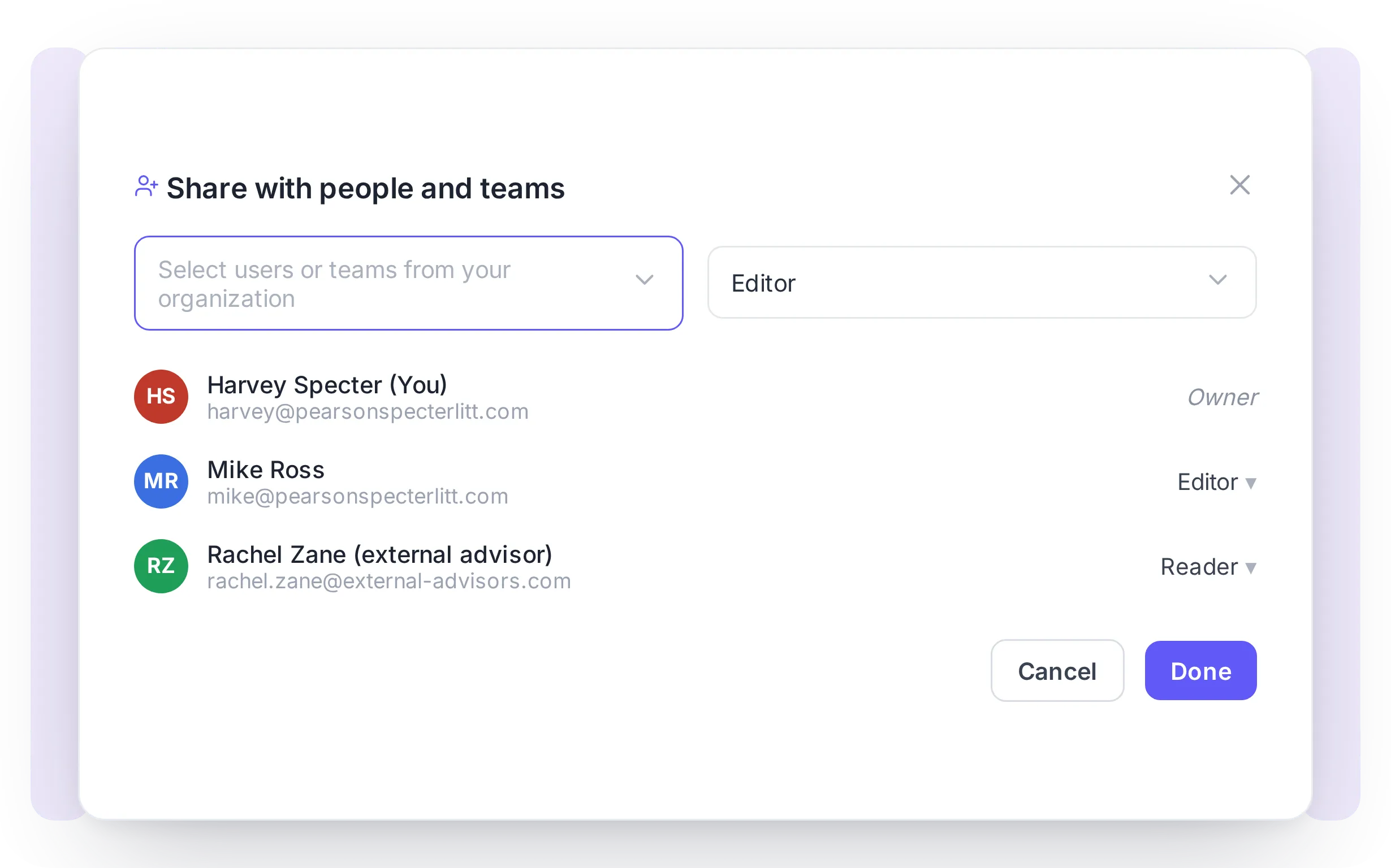 An external advisor reviewing documentation inside the platform