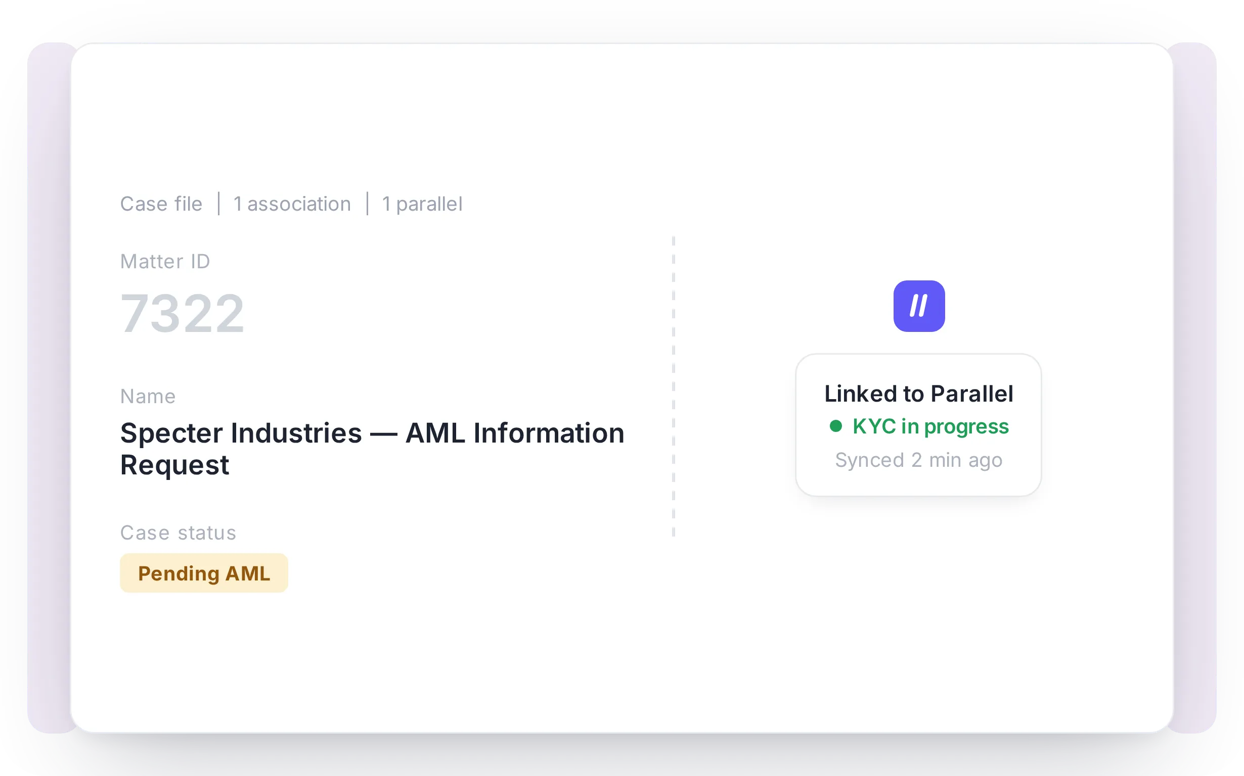 Parallel connected to the matter management and document management systems of a firm