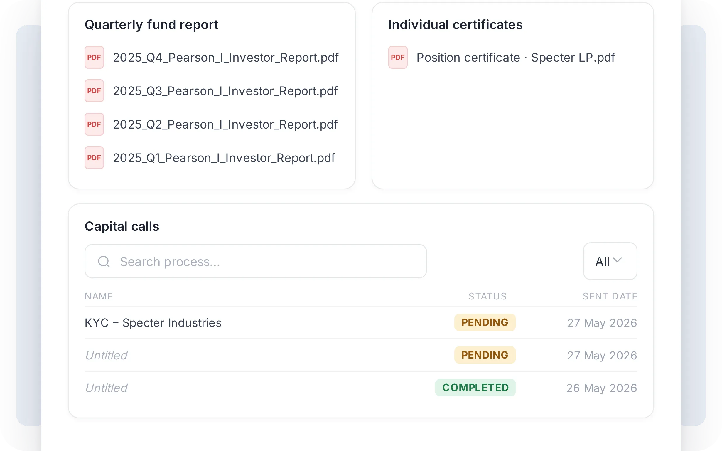 The LP portal, with the KYC form an investor fills in