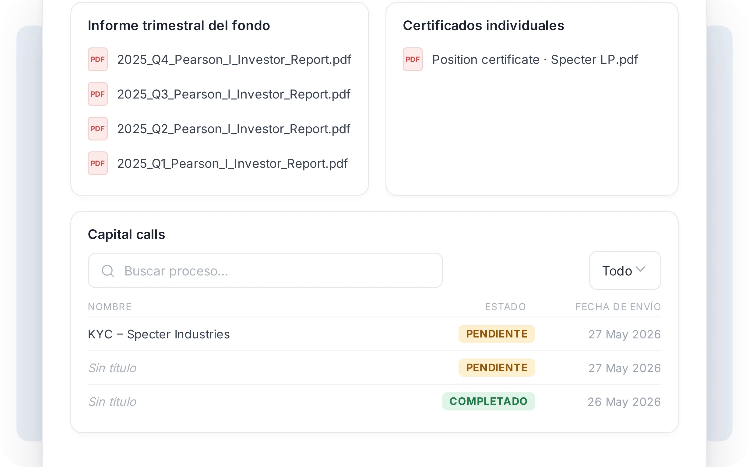 El portal para LPs, con el formulario KYC que rellena el inversor